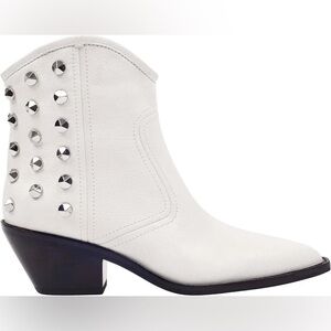 Marc Fisher Ltd. Baily Studded Leather Western Booties - White